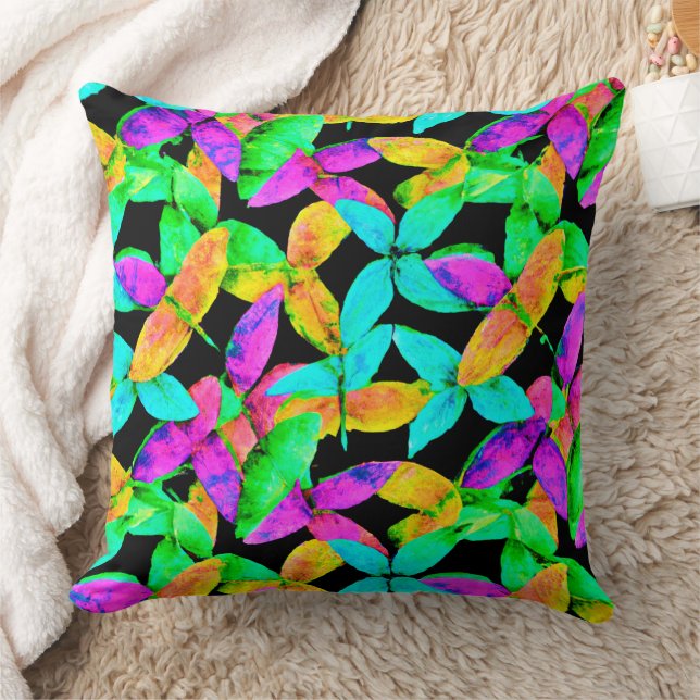 Neonscape Leaf Pattern Cushion (Blanket)