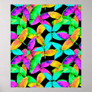 Neonscape Leaf Pattern Poster