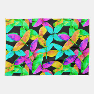 Neonscape Leaf Pattern Tea Towel