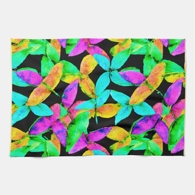 Neonscape Leaf Pattern Tea Towel (Horizontal)