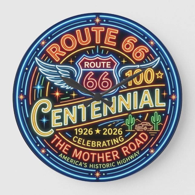 Neonstyle Mother Road Centennial Anniversary Large Clock (Front)