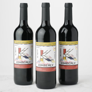 Neoplasticism Abstract Art Monogram. Letter K Wine Label