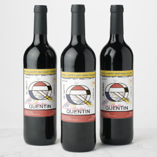 Neoplasticism Abstract Art Monogram. Letter Q Wine Label