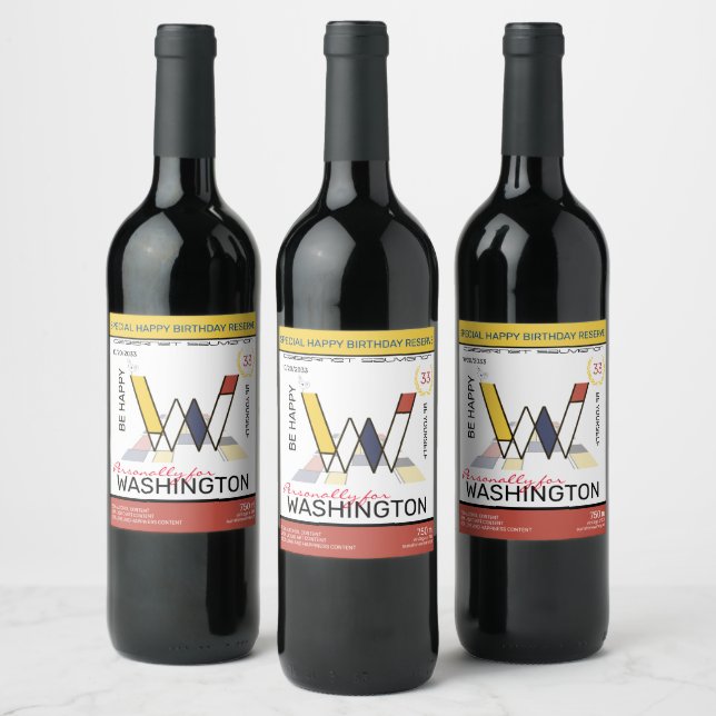 Neoplasticism Abstract Art Monogram. Letter W Wine Label (Bottles)