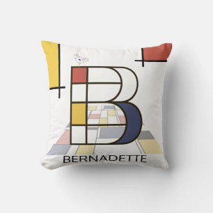 Neoplasticism Art Cool Monogram. Letter B Cushion