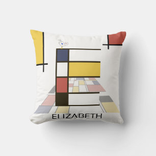Neoplasticism Art Cool Monogram. Letter E Cushion