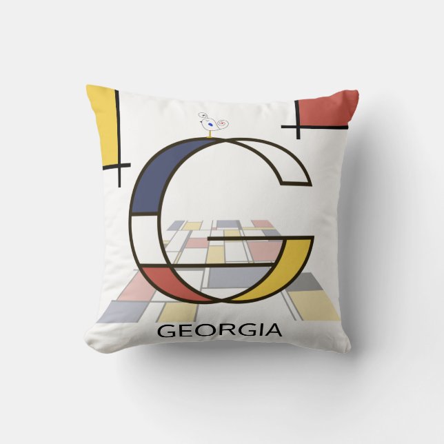 Neoplasticism Art Cool Monogram. Letter G Cushion (Front)