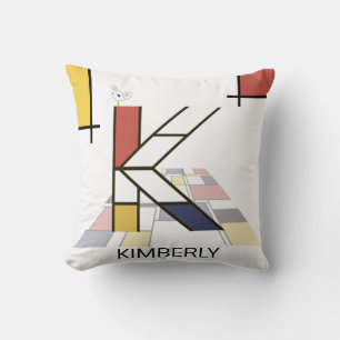 Neoplasticism Art Cool Monogram. Letter K Cushion