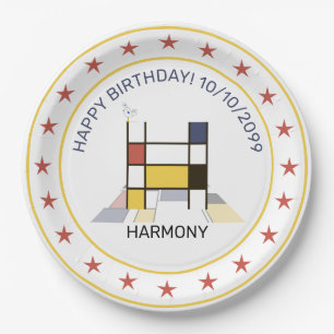 Neoplasticism Art Elegant Monogram. Letter H Paper Plate