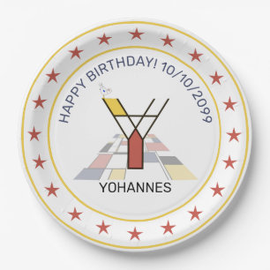 Neoplasticism Art Elegant Monogram. Letter Y Paper Plate