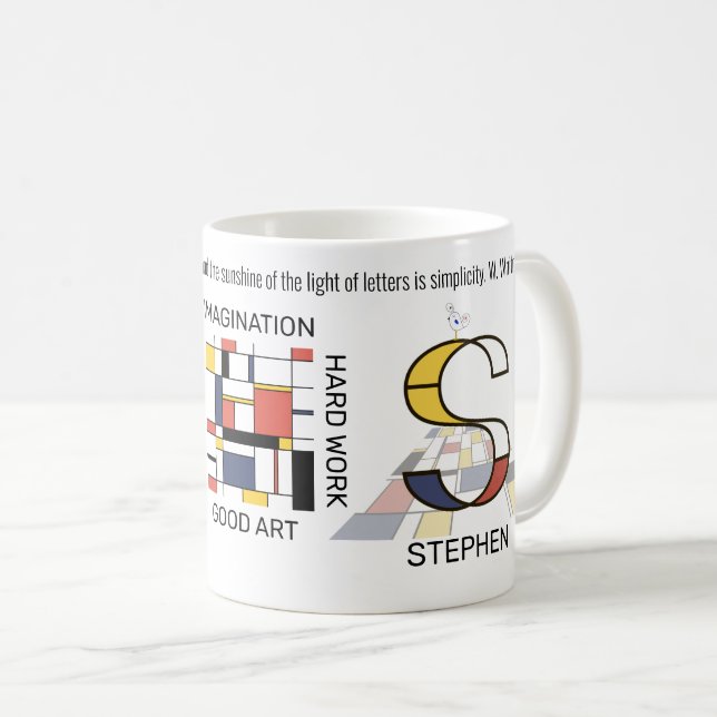 Neoplasticism Art Stylish Monogram. Letter S Coffee Mug (Front Right)