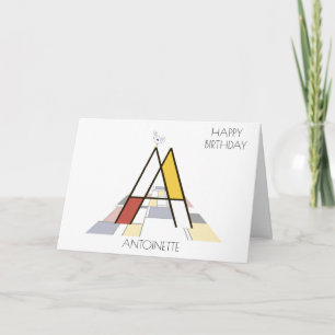 Neoplasticism Style Monogram. Letter A Card