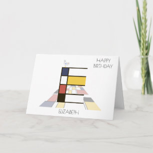 Neoplasticism Style Monogram. Letter E Card