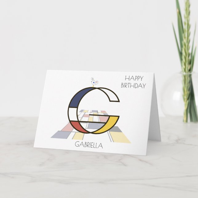 Neoplasticism Style Monogram. Letter G Card (Front)