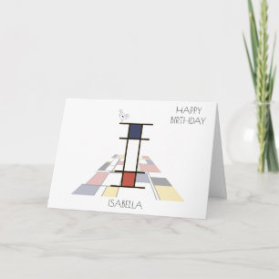 Neoplasticism Style Monogram. Letter I Card