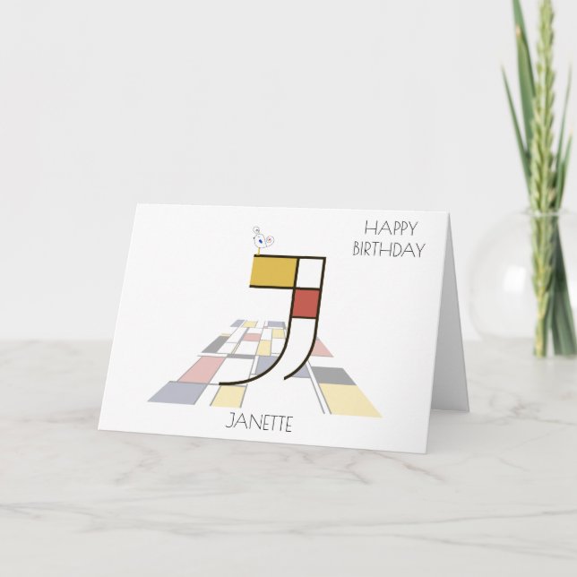 Neoplasticism Style Monogram. Letter J Card (Front)