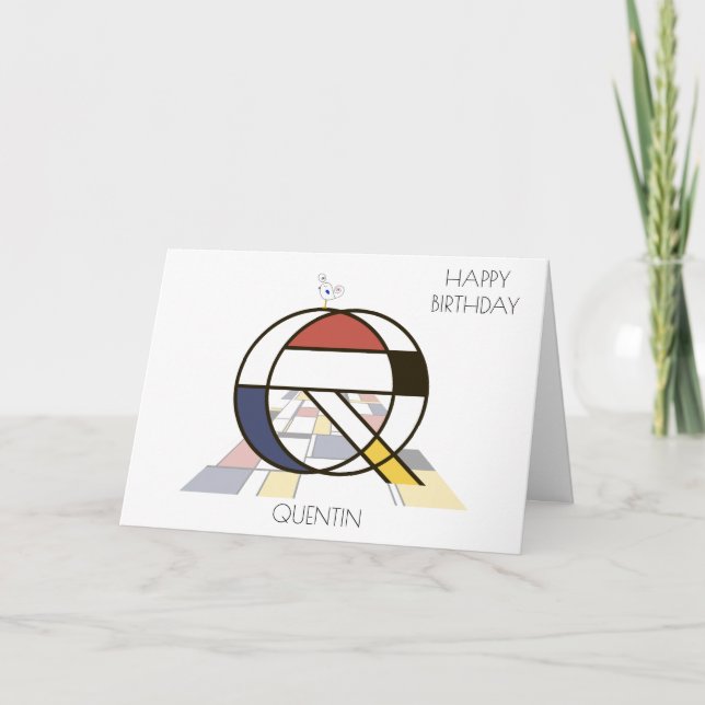 Neoplasticism Style Monogram. Letter Q Card (Front)