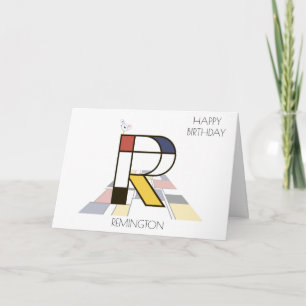 Neoplasticism Style Monogram. Letter R Card