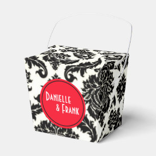 Neopolitan Damask Paisley   red black white Favour Box
