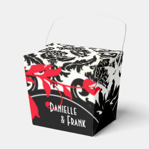 Neopolitan Damask Paisley   red black white Favour Box