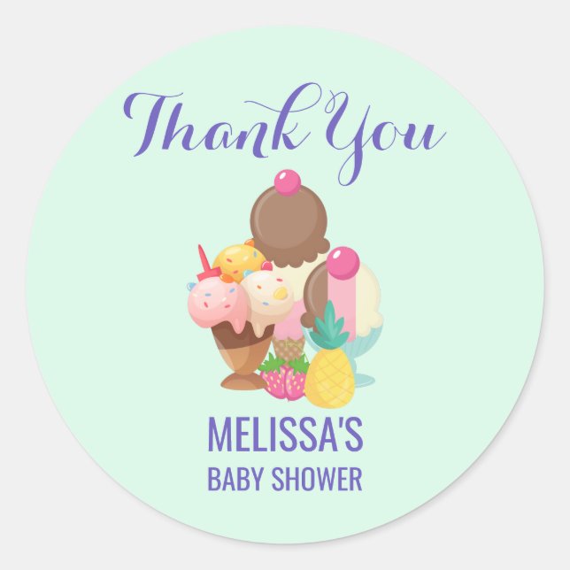 Neopolitan Flavour Ice Cream Trio  Event Thank You Classic Round Sticker (Front)