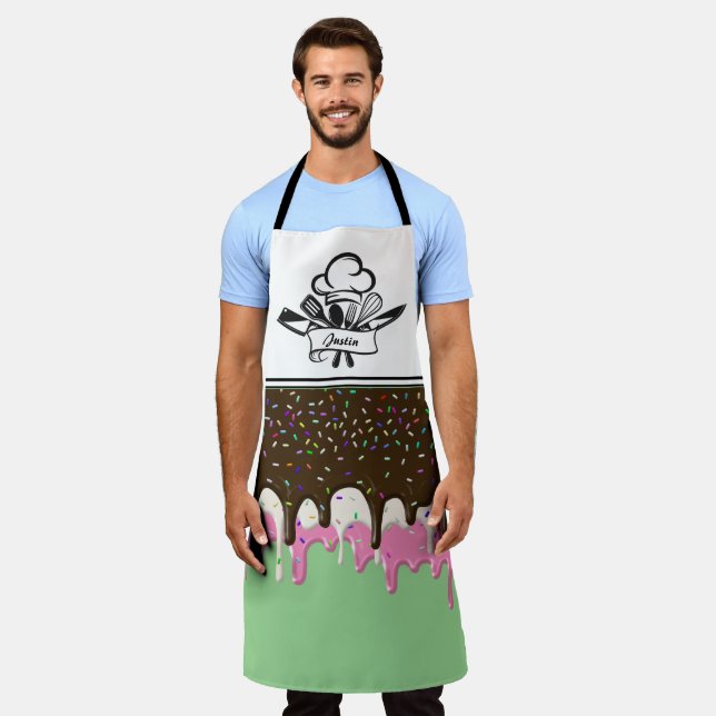 Neopolitan Ice Cream Personalised Apron (Worn)