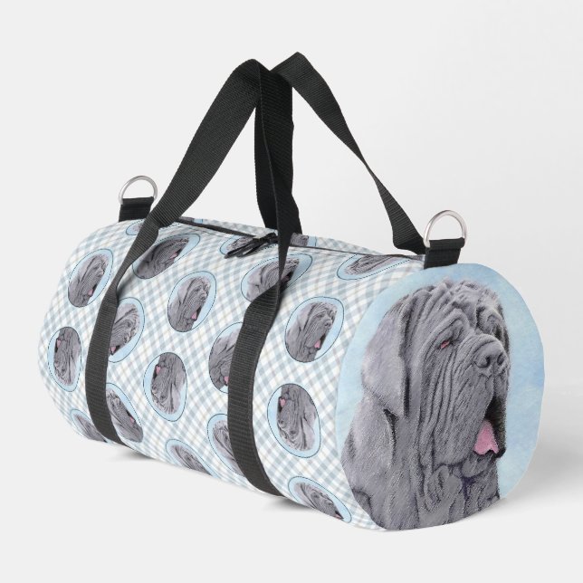 Neopolitan Mastiff Painting Grey Original Dog Art Duffle Bag (Left Corner)