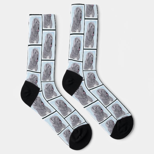 Neopolitan Mastiff Painting Grey Original Dog Art Socks (Right)