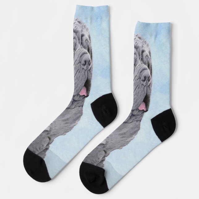 Neopolitan Mastiff Painting - Original Dog Art Socks (Left)