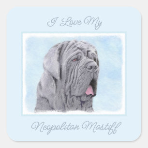 Neopolitan Mastiff Painting - Original Dog Art Squ Square Sticker