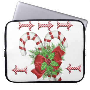 Neoprene Christmas Laptop Sleeve 15 in, Candycane