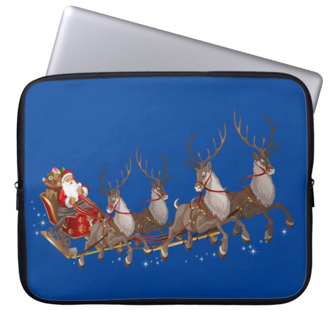 Neoprene Christmas Laptop Sleeve 15 inch, Santa (Front)