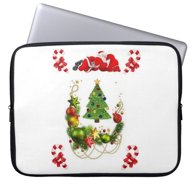 Neoprene Christmas Laptop Sleeve 15 inch, Santa (Front)
