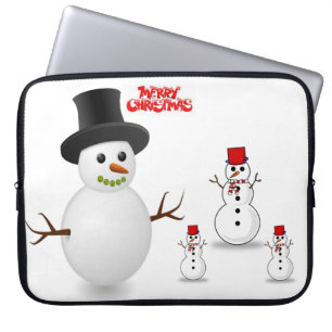 Neoprene Christmas Laptop Sleeve 15 inch, Snowman