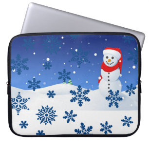 Neoprene Christmas Laptop Sleeve 15 inch, Snowman
