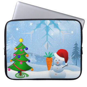 Neoprene Christmas Laptop Sleeve 15 inch, Snowman