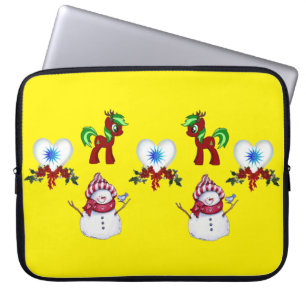 Neoprene Christmas Laptop Sleeve 15 inch, Snowman
