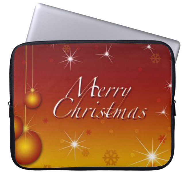 Neoprene Christmas Laptop Sleeve 15 inch, Snowman (Front)