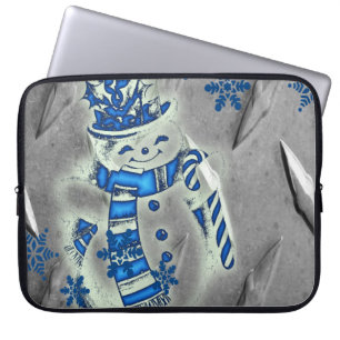 Neoprene Christmas Laptop Sleeve 15 inch, Snowman