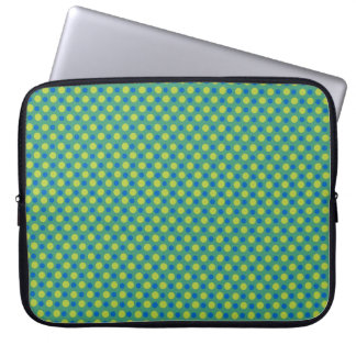 Neoprene Laptop Sleeve, Blue and Green Polka Dots Laptop Sleeve