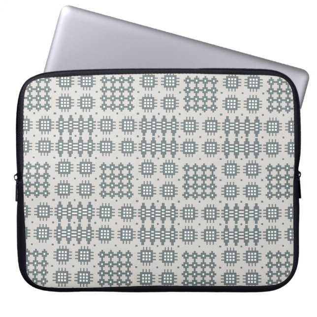 Neoprene Laptop Sleeve Welsh Tapestry Pattern Grey (Front)