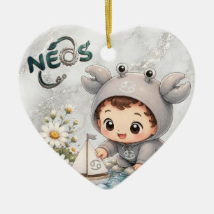 Neos Kawaii Zodiac Cancer Ceramic Tree Decoration
