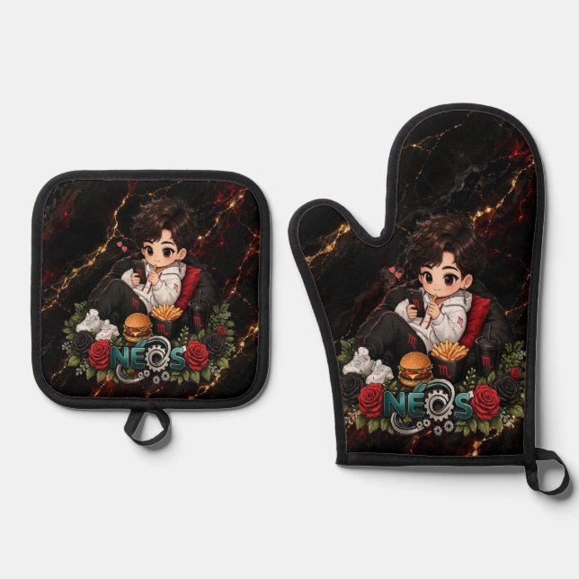 Neos Kawaii Zodiac Scorpio Oven Mitt & Pot Holder Set (Front)