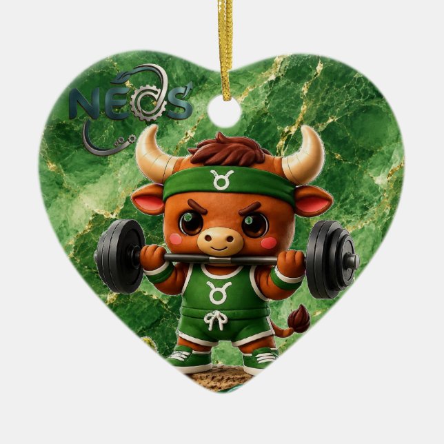 Neos Zodiac Kawaii Taurus Ceramic Tree Decoration (Front)