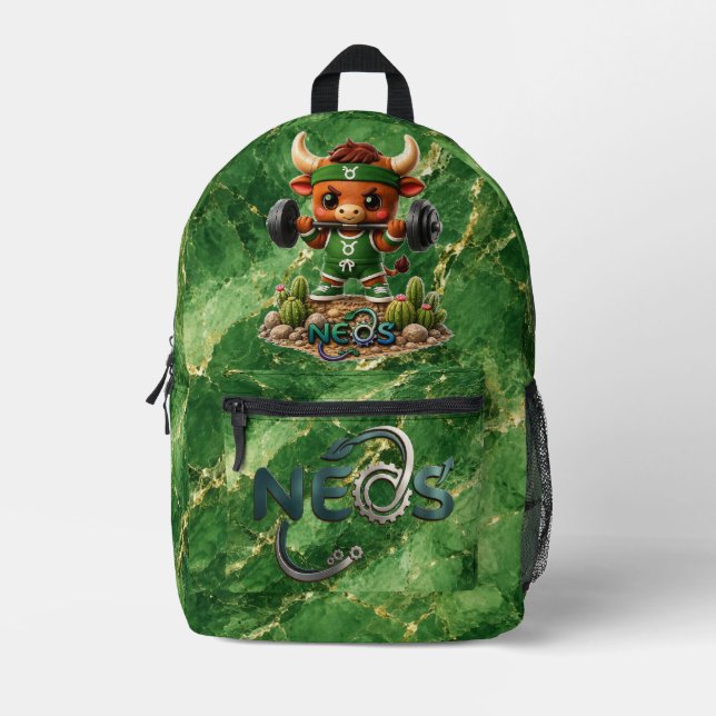 Neos Zodiac Kawaii Taurus Printed Backpack (Front)