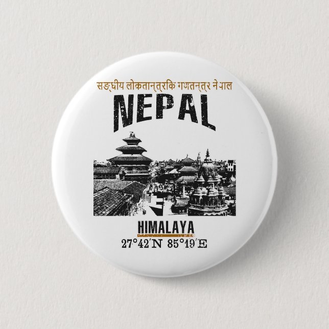 Nepal 6 Cm Round Badge (Front)