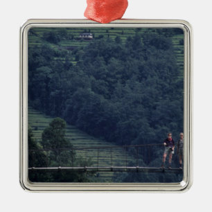 Nepal, Annapurna Region. Tourists on trek Metal Tree Decoration