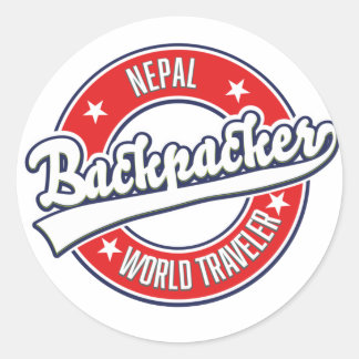 Nepal backpacker world traveller retro logo classic round sticker