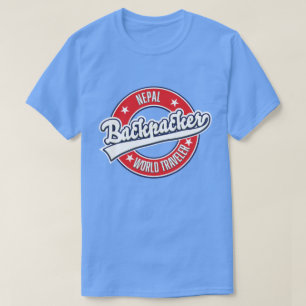 Nepal backpacker world traveller retro logo T-Shirt