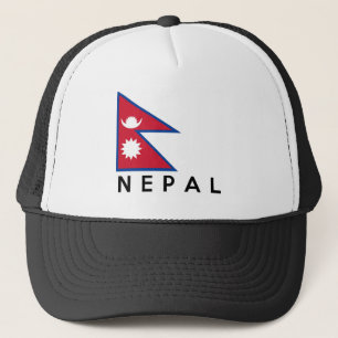 nepal country flag symbol name text trucker hat